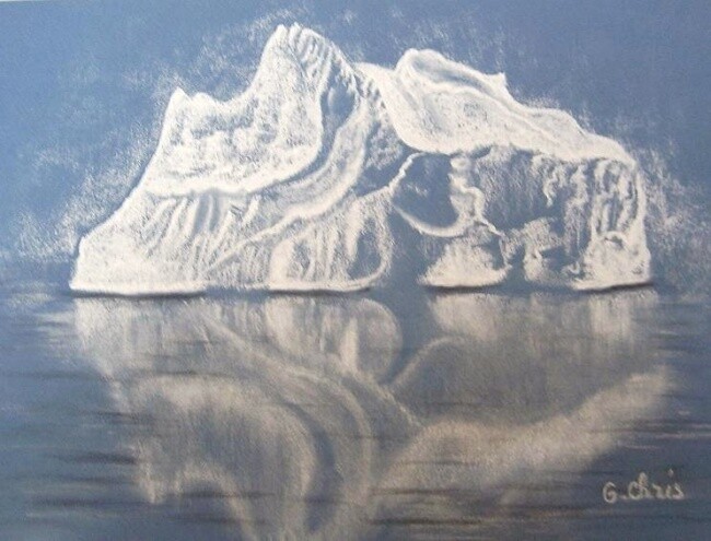 Dessin intitulée "Iceberg à la dérive" par Christiane Guilleminot, Œuvre d'art originale, Autre