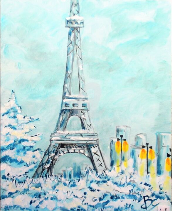 Ζωγραφική με τίτλο "The Eiffel Tower un…" από Christiane Marette (Christiane Marette - B.C Créations), Αυθεντικά έργα τέχνης…