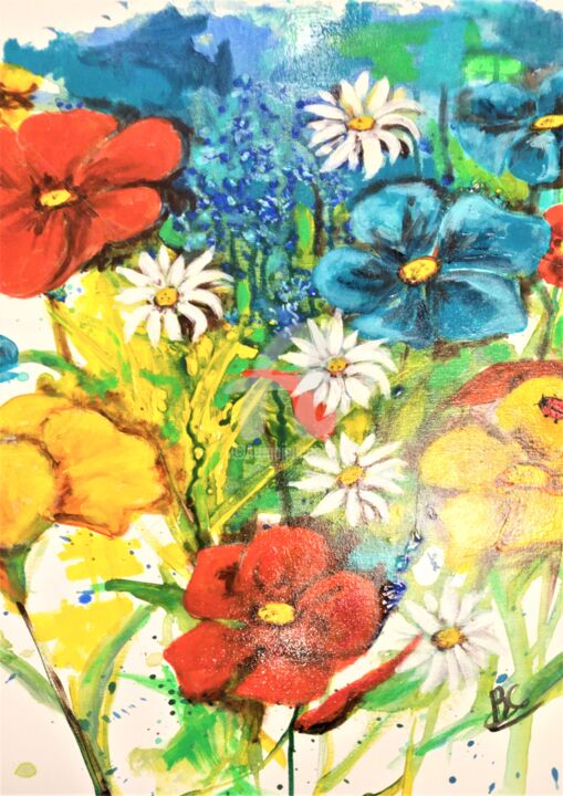 Pittura intitolato "Spring Flowers - Na…" da Christiane Marette (Christiane Marette - B.C Créations), Opera d'arte originale…