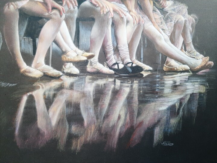 Painting titled "Dans l'attente..." by Christiane Mory, Original Artwork, Pastel