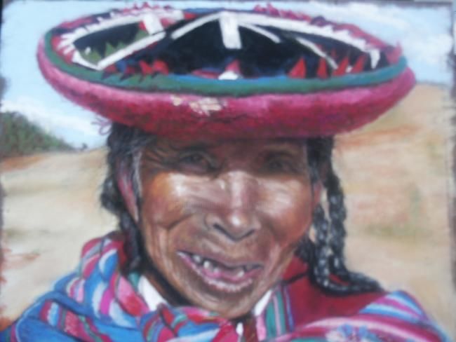 Peinture intitulée "Sourire du Pérou" par Christiane Mory, Œuvre d'art originale
