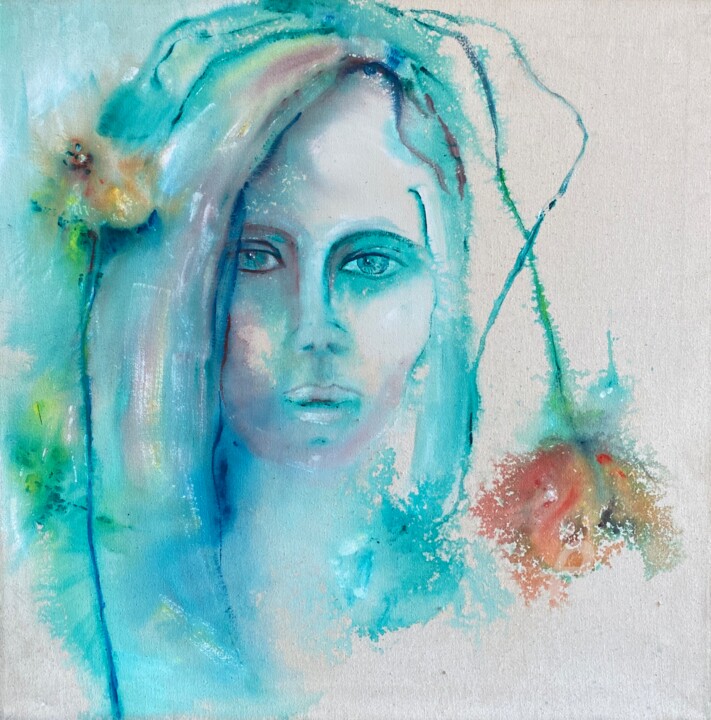 Painting titled "Girl" by Christiane Papé, Original Artwork, Acrylic Mounted on Wood Stretcher frame