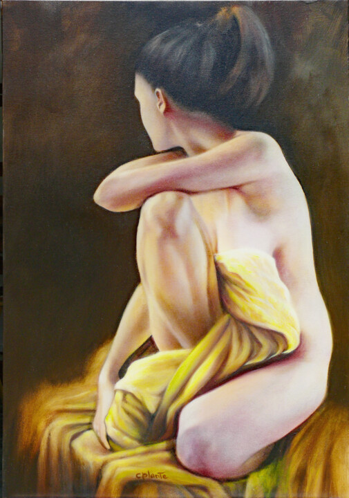 Painting titled "Bella" by Christiane Plante, Original Artwork, Oil Mounted on Wood Stretcher frame