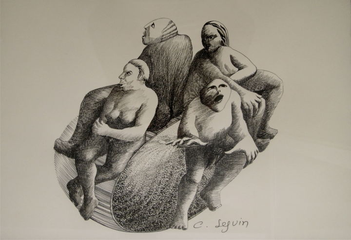 Drawing titled "Anneau de Möbius" by Christiane Seguin, Original Artwork, Ink