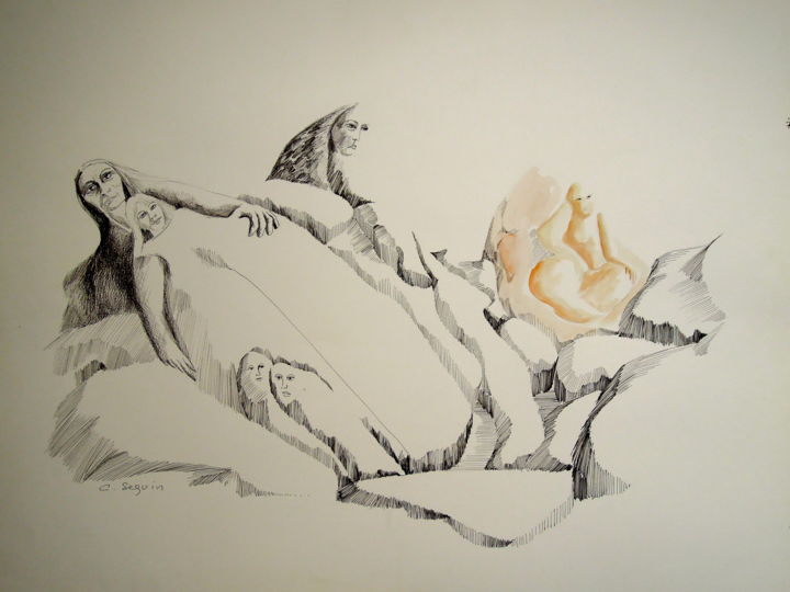 Рисунок под названием "Guet" - Christiane Seguin, Подлинное произведение искусства, Чернила