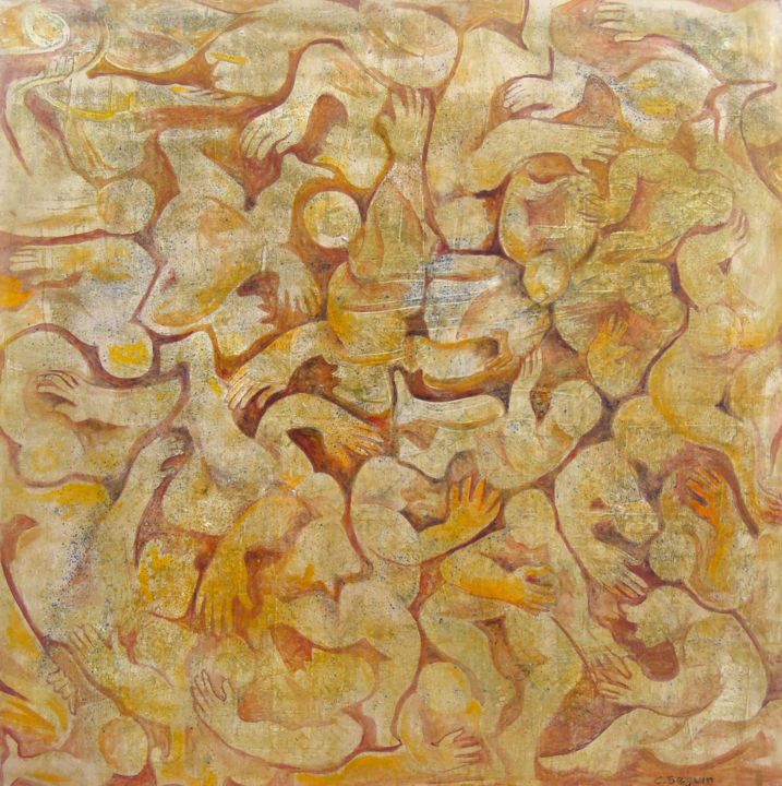 Ζωγραφική με τίτλο "Bini - Gestalt 5" από Christiane Seguin, Αυθεντικά έργα τέχνης, Ακρυλικό Τοποθετήθηκε στο Ξύλινο πάνελ