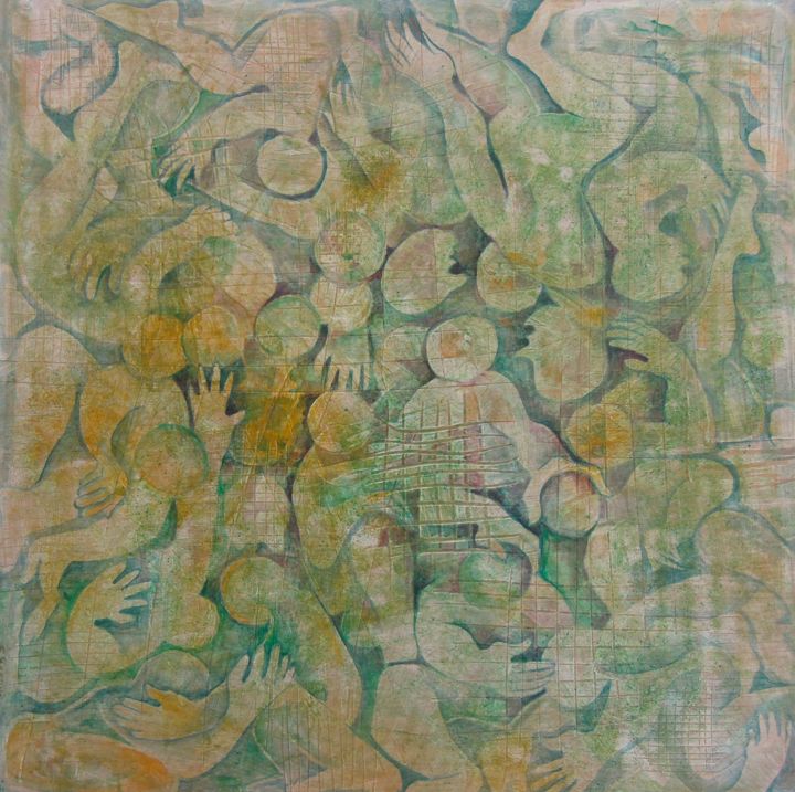 Painting titled "Krik Verde" by Christiane Seguin, Original Artwork, Acrylic