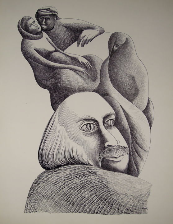 "Vue" başlıklı Resim Christiane Seguin tarafından, Orijinal sanat, Mürekkep
