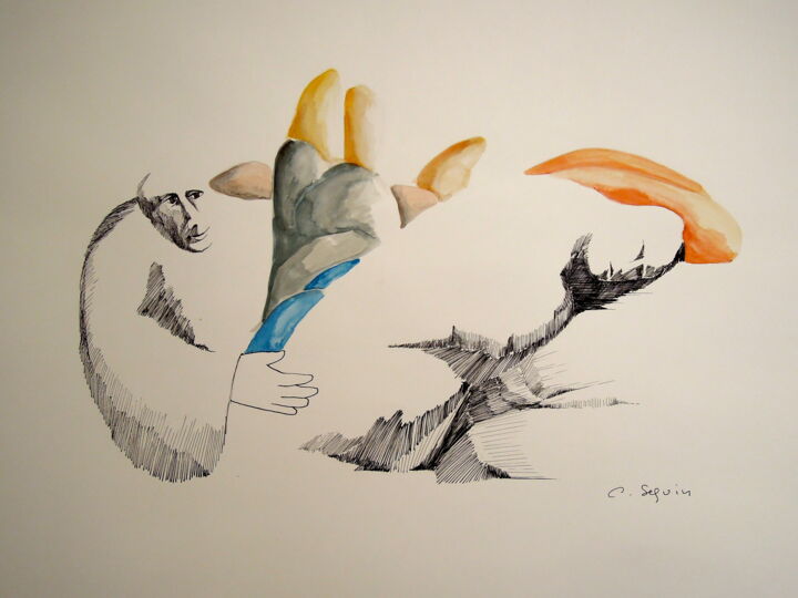 Dessin intitulée "Sopor" par Christiane Seguin, Œuvre d'art originale, Encre