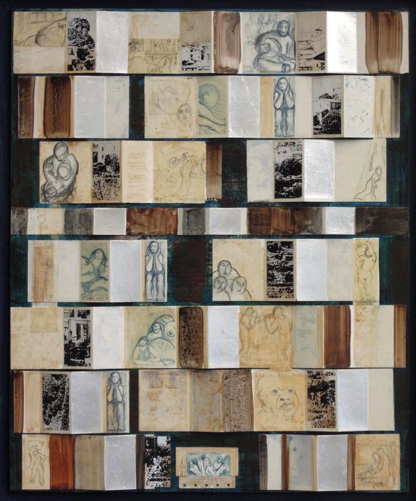 Collages titled "Luth" by Christiane Seguin, Original Artwork, Collages Mounted on Wood Panel
