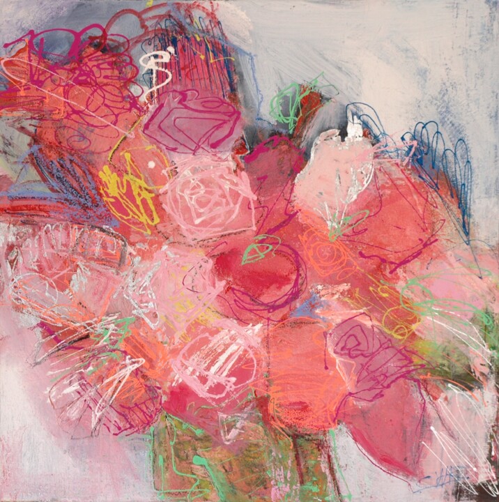 Schilderij getiteld "Flowers" door Christiane Sottile, Origineel Kunstwerk, pigmenten