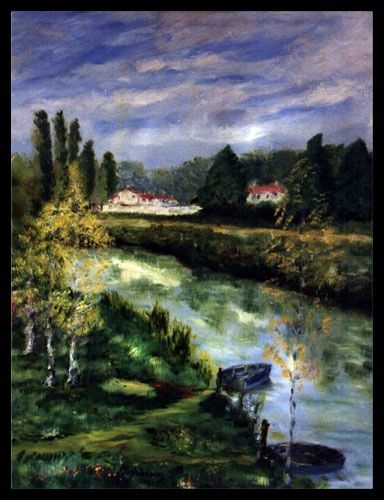 Painting titled "Le marais poitevin" by Christiane Guicheteau, Original Artwork, Oil