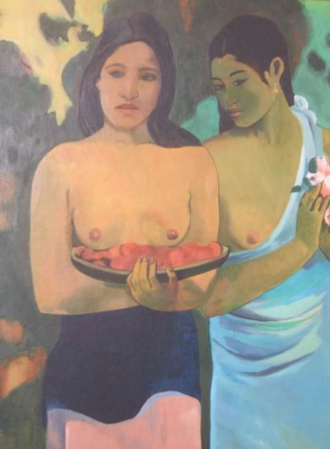 Painting titled "FEMMES AUX SEINS FL…" by Christiane Malet, Original Artwork, Other