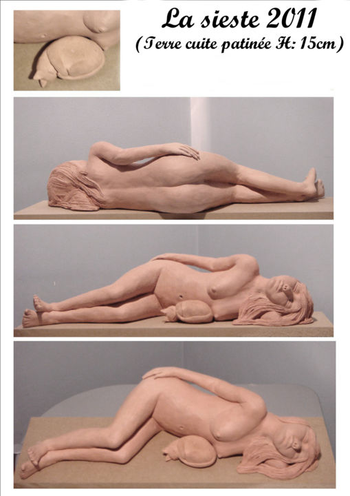 Sculpture intitulée "la-sieste.jpg" par Christiana Moreau, Œuvre d'art originale