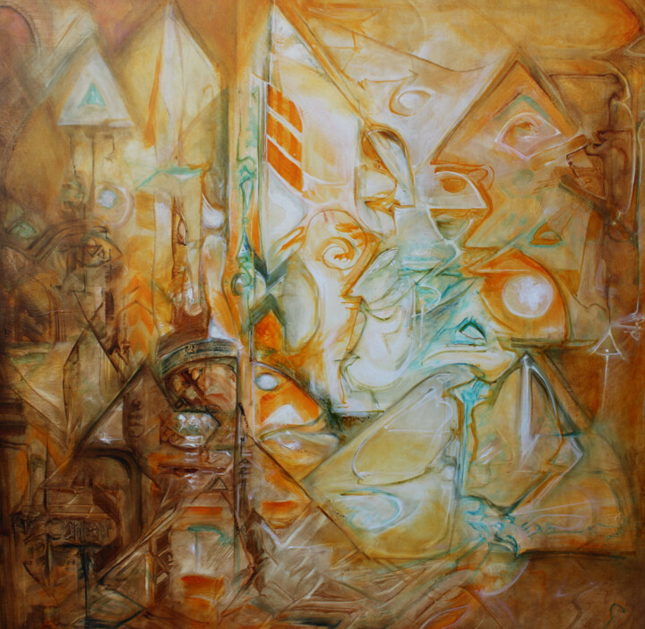 Painting titled "Insurrection" by Christian Gorget, Original Artwork, Oil Mounted on Wood Stretcher frame