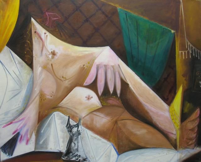 Картина под названием "Olympia, huile/toil…" - Christian Lopez, Подлинное произведение искусства