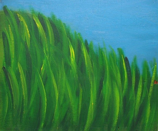 Painting titled "Herbes, huile/bois" by Christian Lopez, Original Artwork