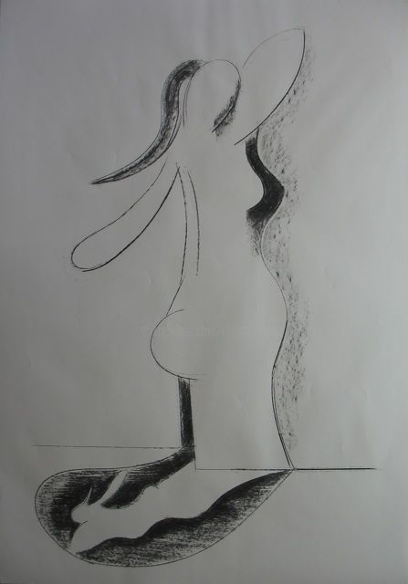 Drawing titled "Baigneuse, fusain/p…" by Christian Lopez, Original Artwork