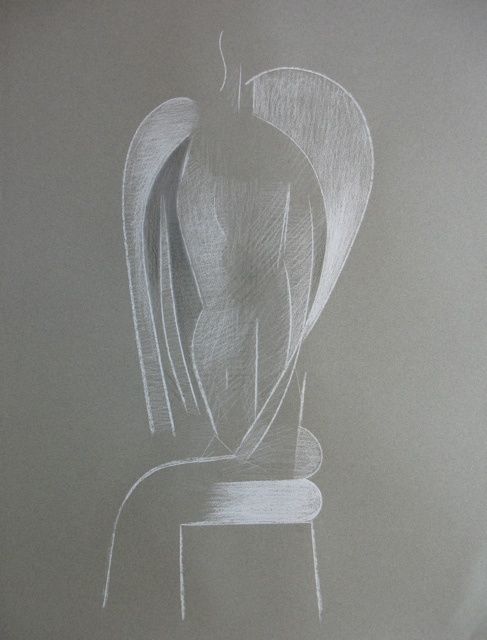 Drawing titled "Femme assise, craie…" by Christian Lopez, Original Artwork