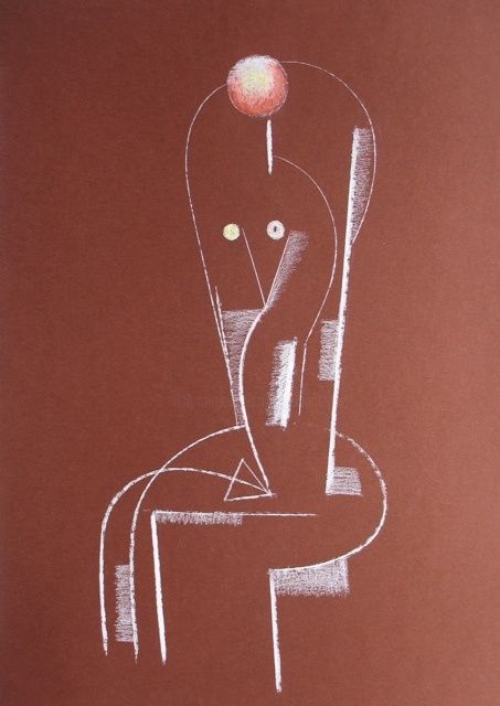 Drawing titled "Femme assise, paste…" by Christian Lopez, Original Artwork