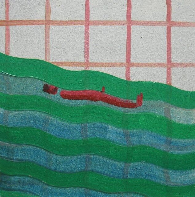 Painting titled "Le bain, huile/bois." by Christian Lopez, Original Artwork