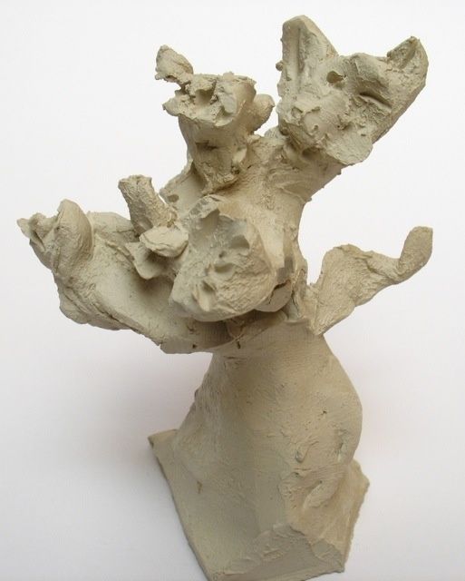 Sculptuur getiteld "Chat, terre crue." door Christian Lopez, Origineel Kunstwerk