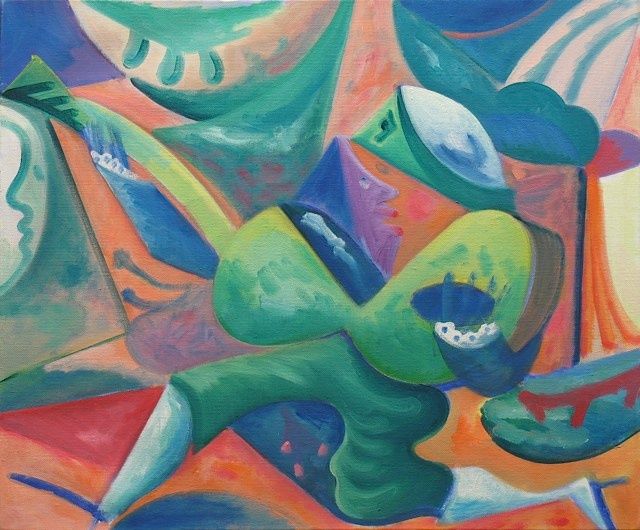 Sérénade, huile/toile - Painting, 55x46 cm ©2003 by Christian Lopez -