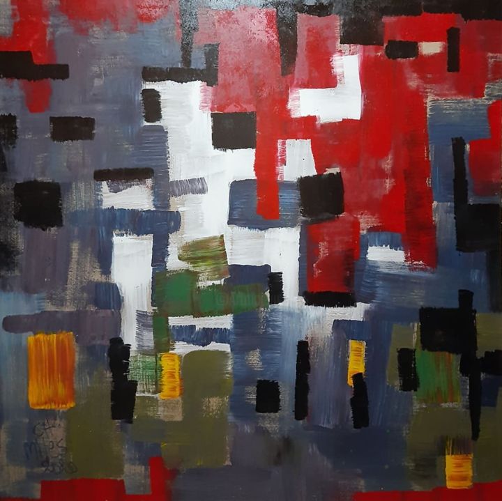 Painting titled "Abstract Contempora…" by Christian Miles, Original Artwork, Lacquer