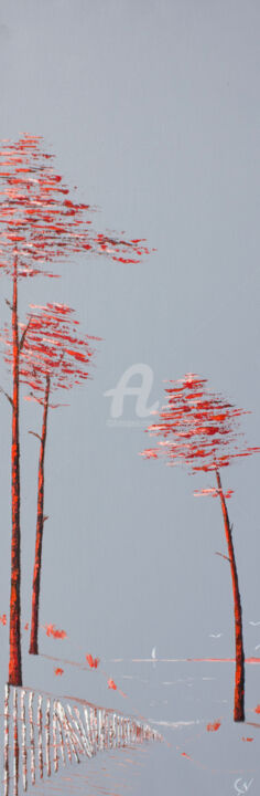 Peinture intitulée "Pins, Bassin d'Arca…" par Christian Naura, Œuvre d'art originale, Huile Monté sur Châssis en bois