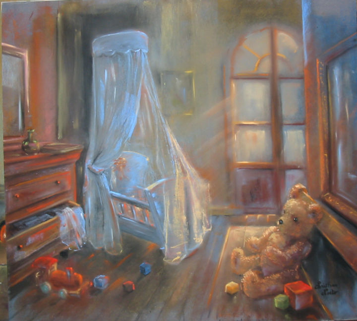 Peinture intitulée "Le berceau" par Christian Nieto, Œuvre d'art originale, Pastel