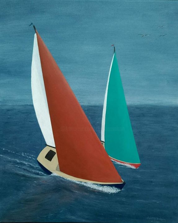 Peinture intitulée "bord à bord" par Christian Salaun, Œuvre d'art originale, Acrylique