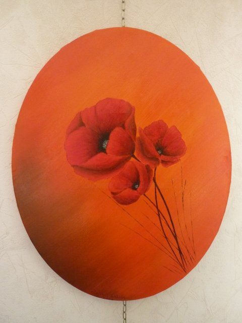 Painting titled "coquelicots sur toi…" by Christian Salaun, Original Artwork