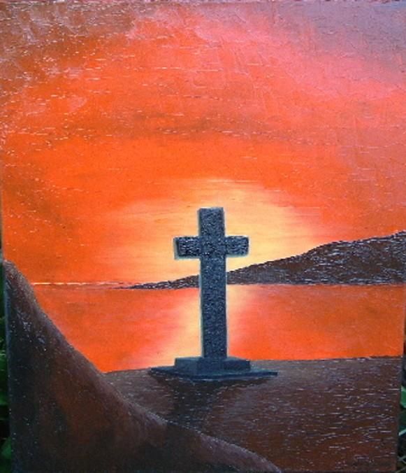Painting titled "croix" by Christian Salaun, Original Artwork