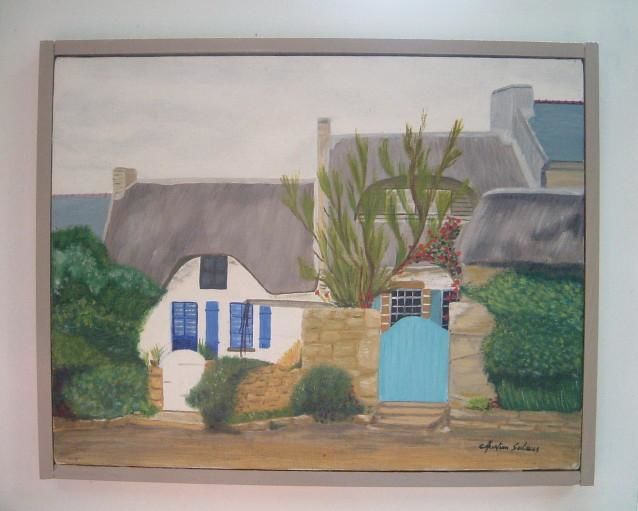Peinture intitulée "maisons de pecheurs" par Christian Salaun, Œuvre d'art originale