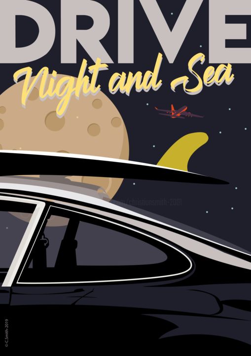 Arte digitale intitolato "Night and sea" da Christian Smith, Opera d'arte originale, Lavoro digitale 2D
