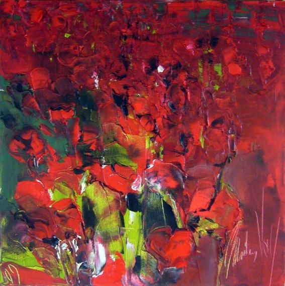 Painting titled "coquelicots 1" by Christian Vey, Original Artwork