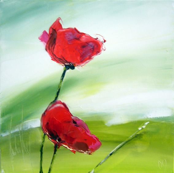 Painting titled "coquelicots 3" by Christian Vey, Original Artwork