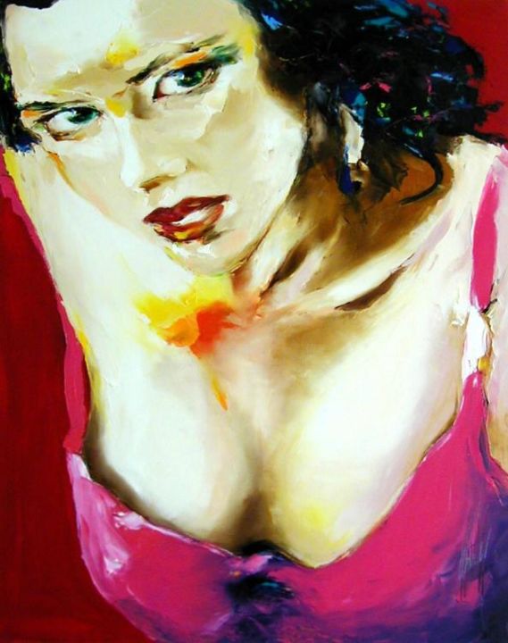Painting titled "une femme" by Christian Vey, Original Artwork