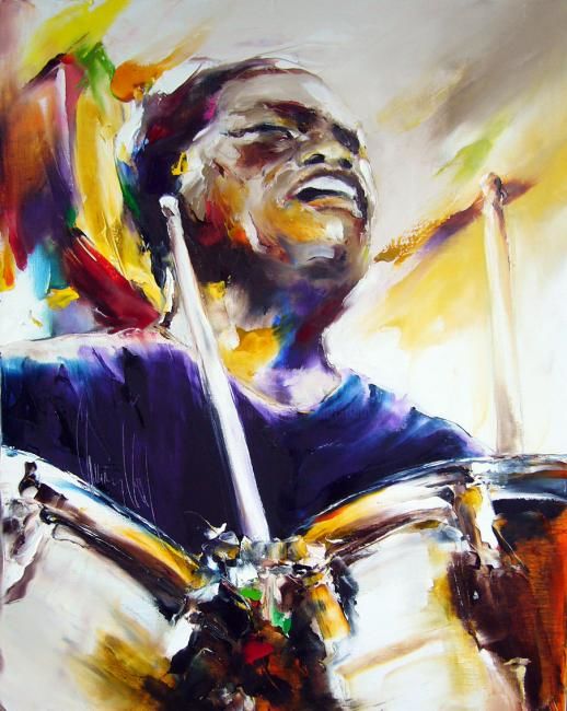Painting titled "armée jazz batteur/…" by Christian Vey, Original Artwork