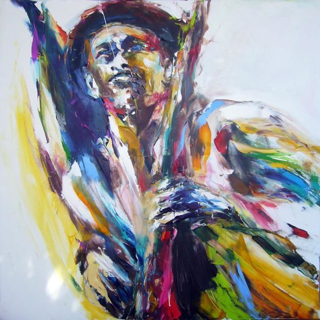 Painting titled "Marcus Miller Bass/…" by Christian Vey, Original Artwork