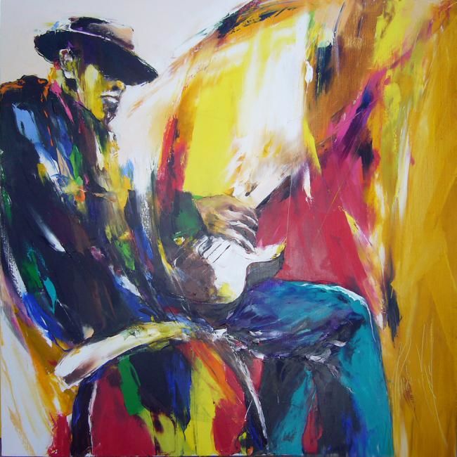 Peinture intitulée "solo blues" par Christian Vey, Œuvre d'art originale