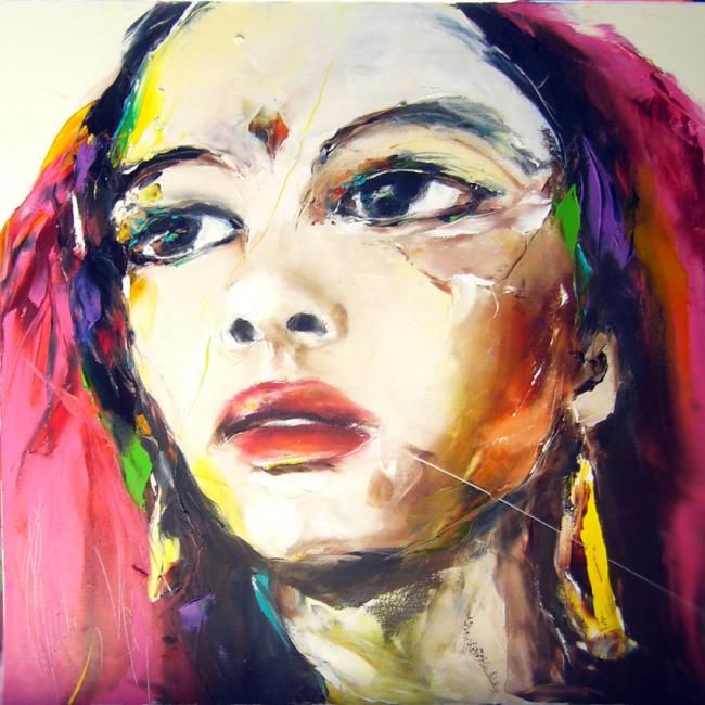 série portrait 4 - Peinture, 60x60 cm ©2012 par Christian Vey -