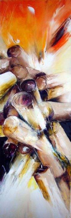 Painting titled "bouchons-120x40cm-2…" by Christian Vey, Original Artwork, Oil