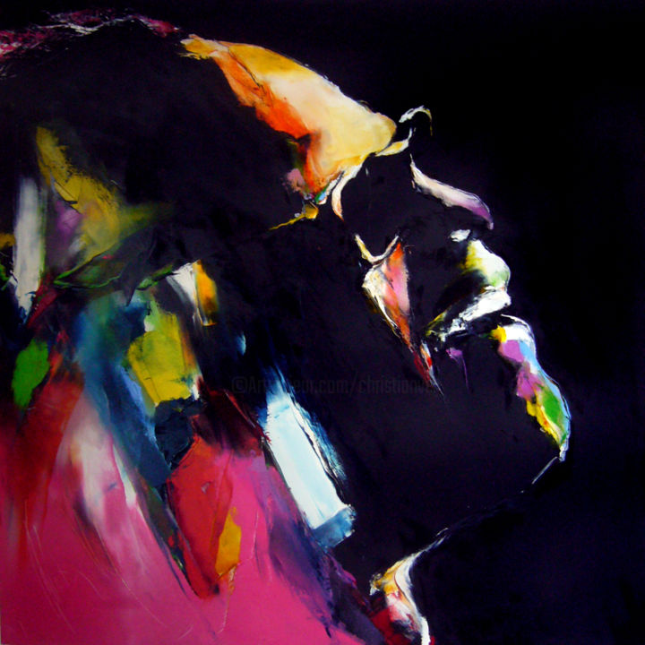 Malerei mit dem Titel "ray-noir-en-couleur" von Christian Vey, Original-Kunstwerk