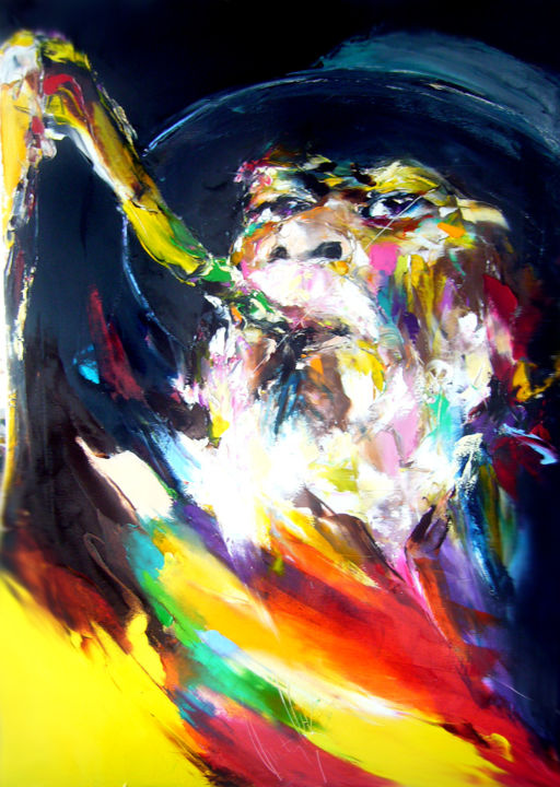 Painting titled "saxophoniste-au-cha…" by Christian Vey, Original Artwork