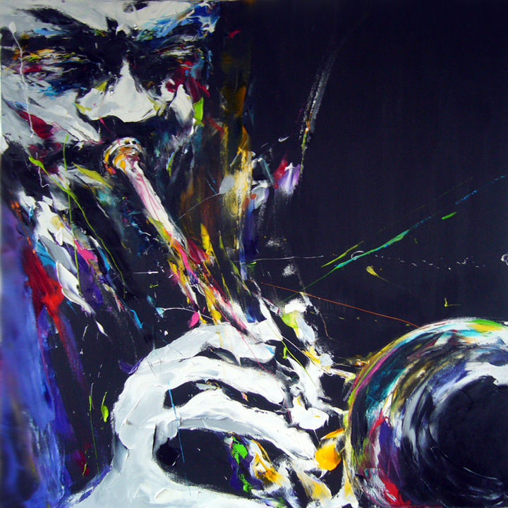 Peinture intitulée "trompette" par Christian Vey, Œuvre d'art originale