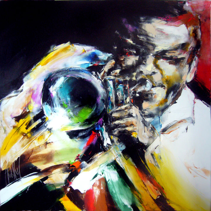 Картина под названием "mouvement-trompette" - Christian Vey, Подлинное произведение искусства