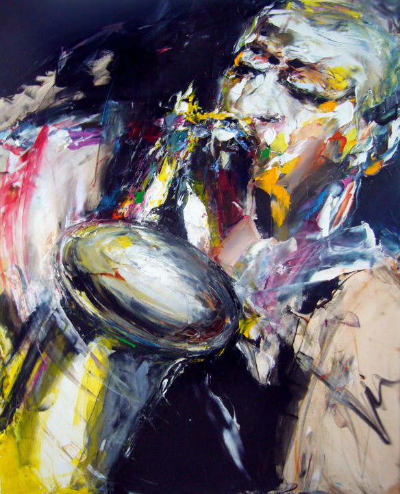 Painting titled "mouvement sax #1" by Christian Vey, Original Artwork