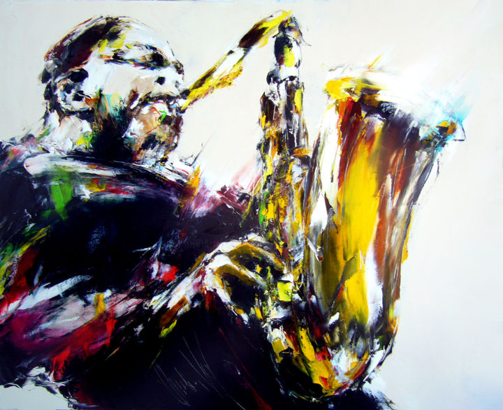 Painting titled "mouvement sax #2" by Christian Vey, Original Artwork