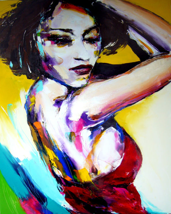 Painting titled "pose" by Christian Vey, Original Artwork, Oil